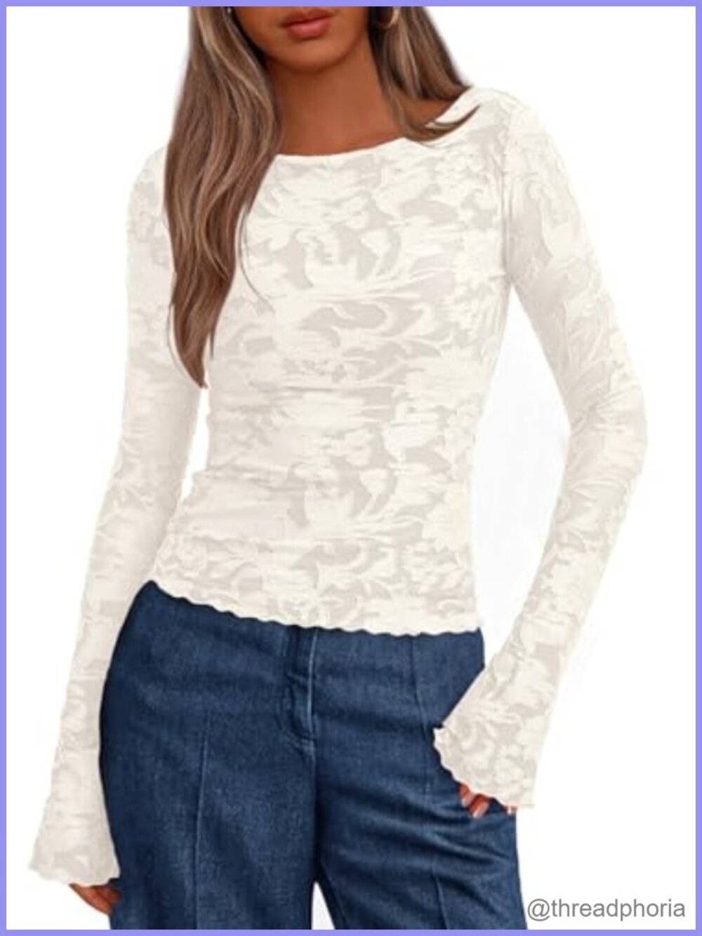 Women's Floral Long Sleeve Bodycon Top Crew Neck Slim Fit Fall Blouse